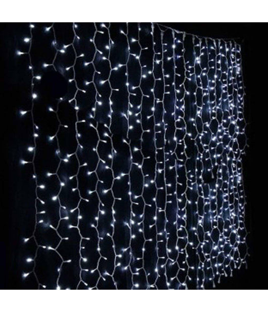 Tenda Luminosa Di Natale Led Esterno Luci 120 Led 3 Mt X 0,75 Cm Bianco Freddo         