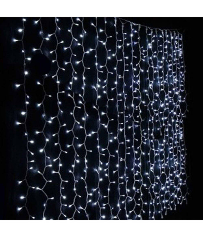 Tenda Luminosa Di Natale Led Esterno Luci 120 Led 3 Mt X 0,75 Cm Bianco Freddo         