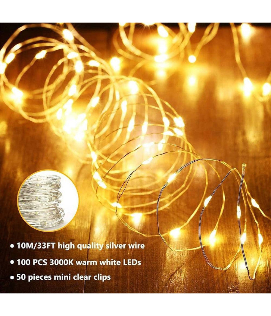 Tenda Luminosa Led Catena Luci Usb 8 Modalità  Luce Telecomando Bianco Caldo 3x3mt         