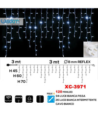 Tenda Luminosa Natalizia 120led Luce Bianca Fissa + Bianca Intermittente Xc-3971         