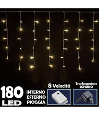 Tenda Luminosa Natalizia 180 Led Luce Bianco Caldo 3 Metri Per Esterno         