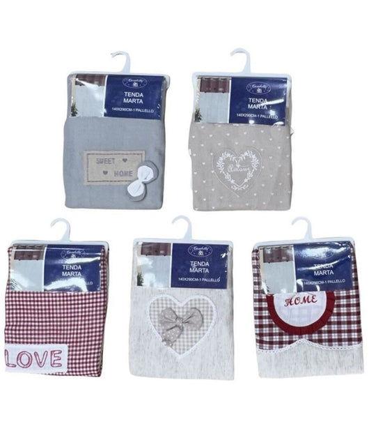 Tenda Marta Pannello Singolo Porta Finestra Cucina Bastone Vari Colori 140x290cm         