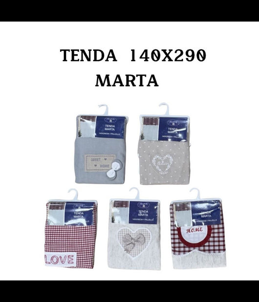 Tenda Marta Pannello Singolo Porta Finestra Cucina Bastone Vari Colori 140x290cm         