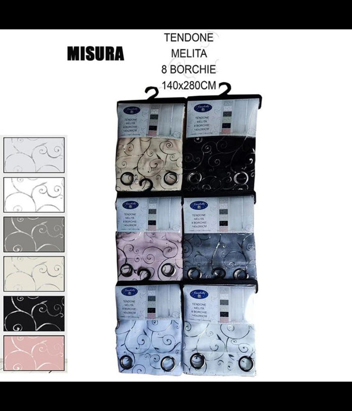 Tenda Melita Pannello Singolo 8 Borchie Porta Finestra Cucina Bastone 140x280 Cm         