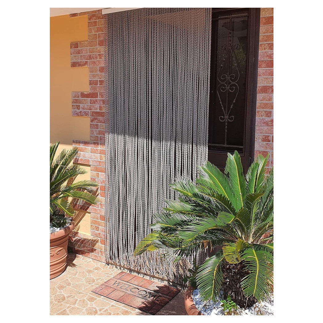 Trade Shop - Tenda Moschiera Antimosche A Fili Torciglione In Gomma Grigia 120x230 Cm Tpl88 025479 -