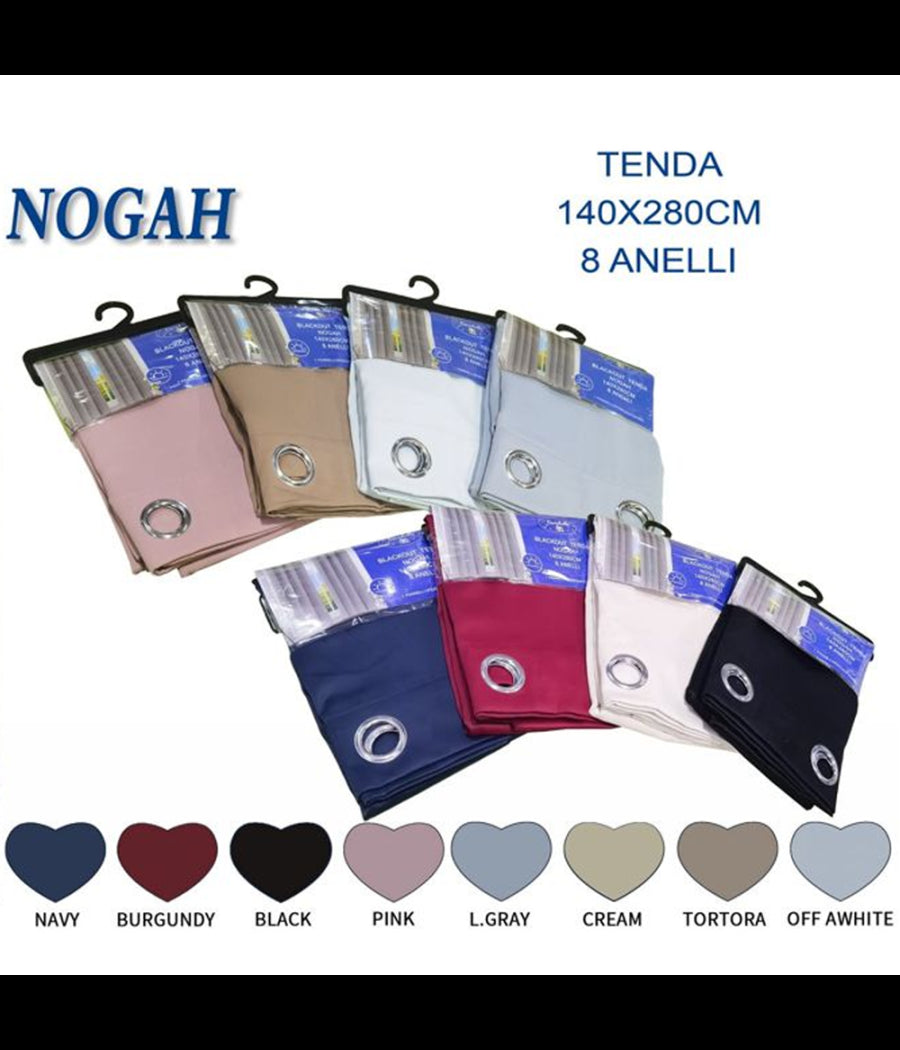 Tenda Oscurante Nogah Pannello Singolo 8 Borchie Porta Finestra Bastone 140x180         