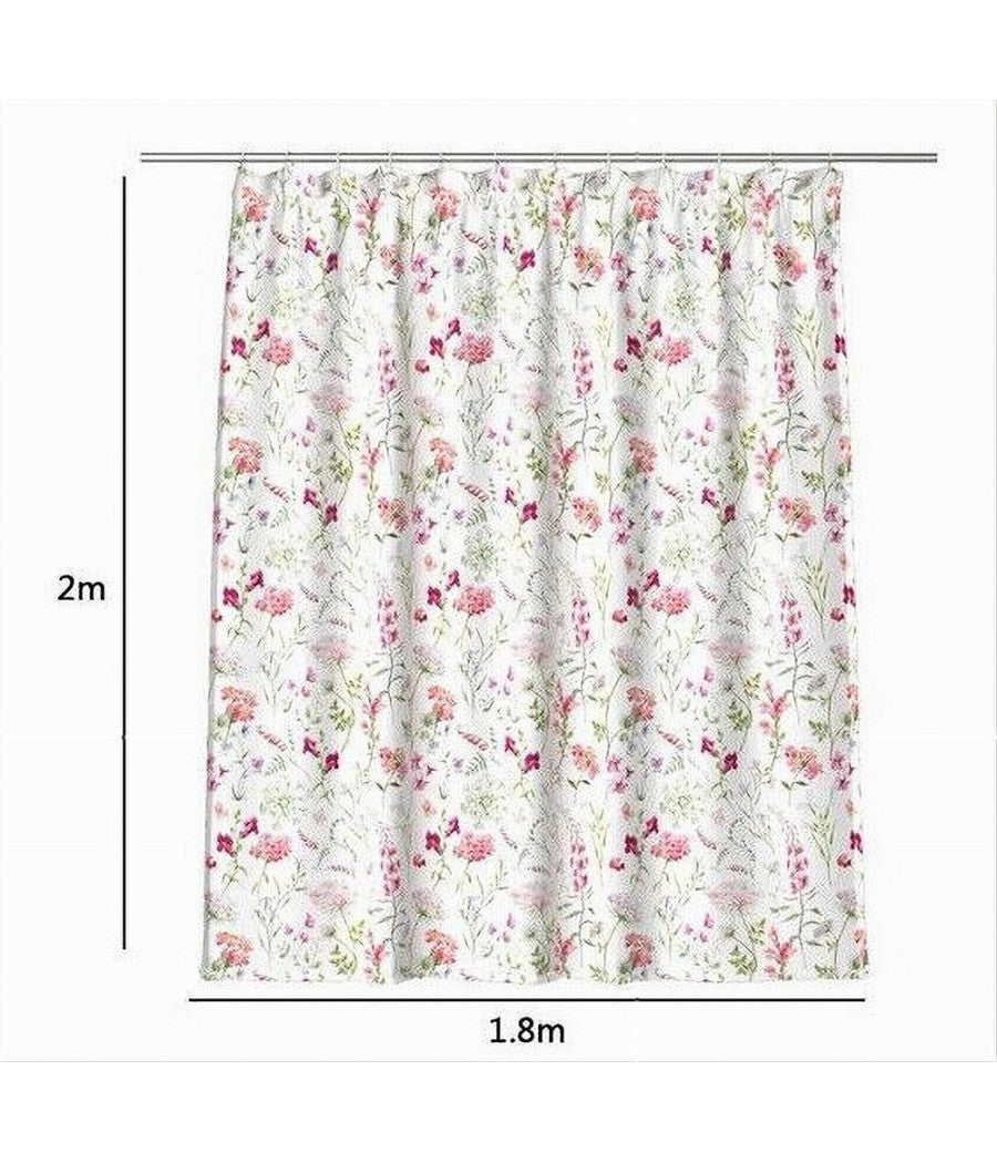 Tenda Per Doccia Antimuffa Impermeabile 180x200cm Con 12 Anelli Bagno Fiori 69916         