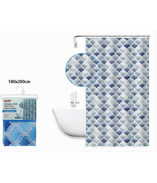 Tenda Per Doccia Bagno Motivo Marocchino Quadrifoglio 180x200 Cm 12 Ganci 87597         