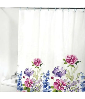 Tenda Per Doccia Bagno Stampa Garden Fiori Floreale 180x200cm Con 12 Ganci 87569         