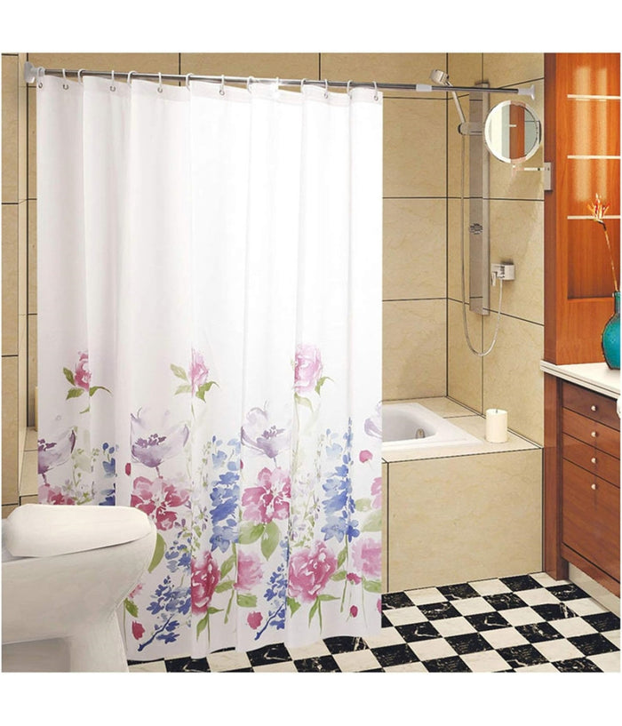 Tenda Per Doccia Bagno Stampa Garden Fiori Floreale 180x200cm Con 12 Ganci 87569         