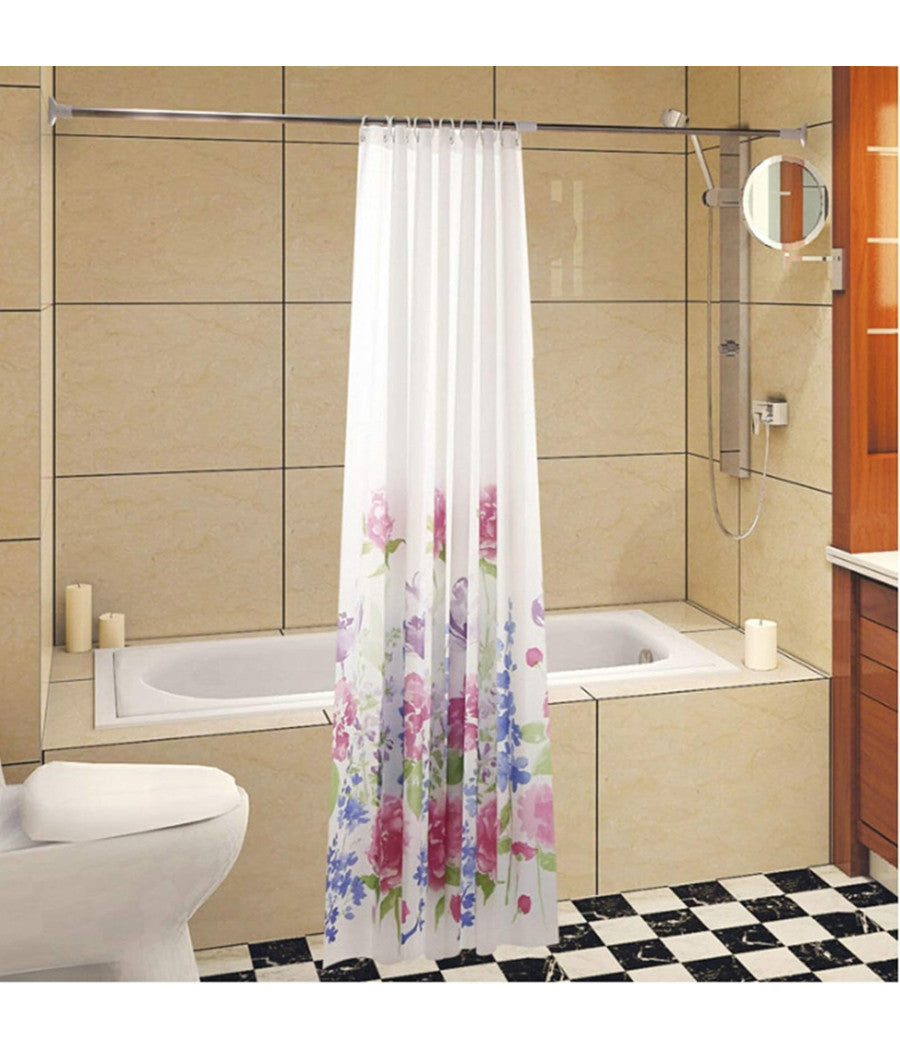 Tenda Per Doccia Bagno Stampa Garden Fiori Floreale 240x200cm Con 12 Ganci 87570         
