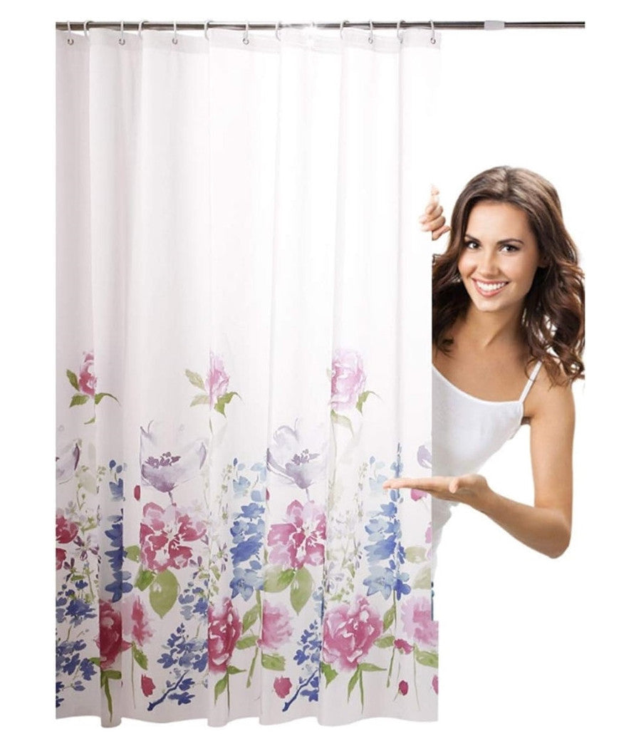 Tenda Per Doccia Bagno Stampa Garden Fiori Floreale 240x200cm Con 12 Ganci 87570         