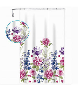 Tenda Per Doccia Bagno Stampa Garden Fiori Floreale 240x200cm Con 12 Ganci 87570         