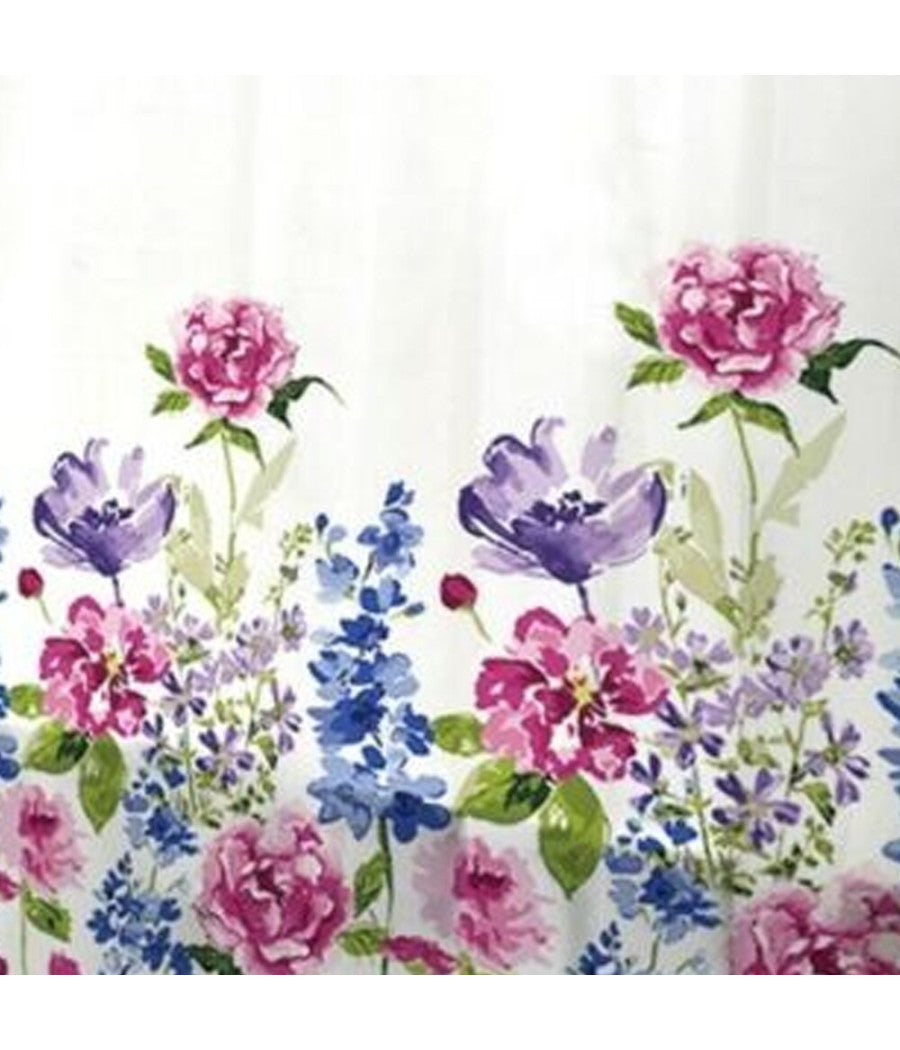 Tenda Per Doccia Bagno Stampa Garden Fiori Floreale 240x200cm Con 12 Ganci 87570         