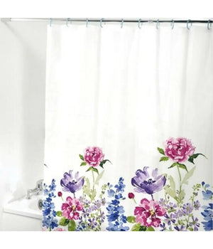 Tenda Per Doccia Bagno Stampa Garden Fiori Floreale 240x200cm Con 12 Ganci 87570         
