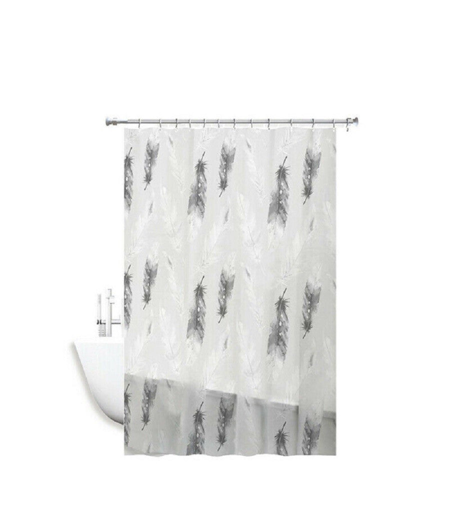 Tenda Per Doccia Impermeabile Tessuto Pvc 12 Ganci In Plastica Piume 180x200cm         