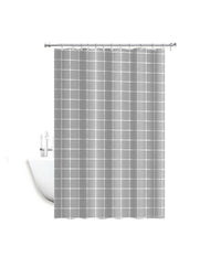 Tenda Per Doccia Impermeabile Tessuto Pvc 12 Ganci In Plastica Quadri 180x200cm         