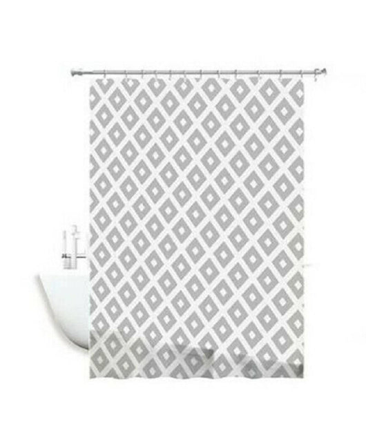 Tenda Per Doccia Impermeabile Tessuto Pvc 12 Ganci In Plastica Rombi 180x200cm         