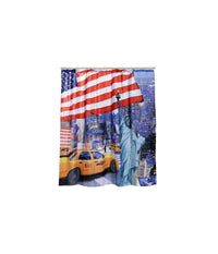 Tenda Per Doccia New York Bandiera Vasca Da Bagno Tendina Con Ganci 180x180 Cm         