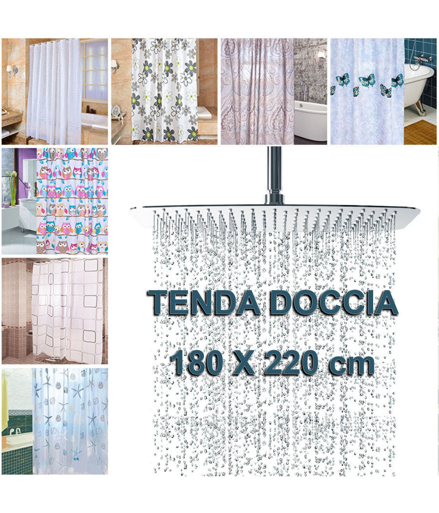 Tenda Per Doccia Varie Fantasie Per Vasca Da Bagno Tendina Con Ganci 180x220 Cm         