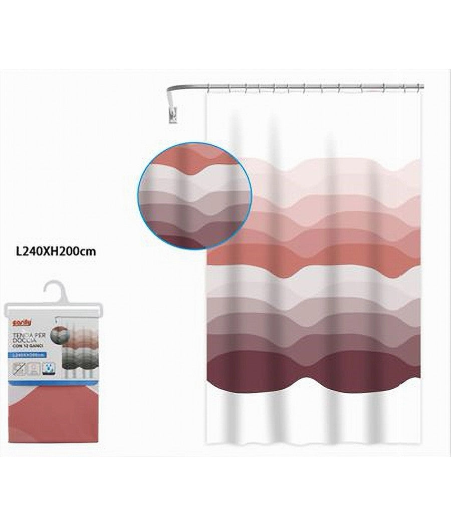 Tenda Per Doccia Vasca Bagno Con 12 Ganci Gradazioni Di Colore 240 X 200cm 87574         