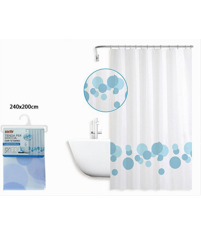 Tenda Per Doccia Vasca Bagno Design Con Cerchi Bicolore 240x200cm 12 Ganci 87600         