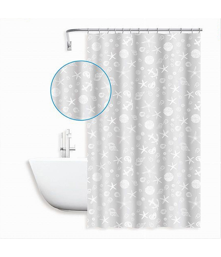 Tenda Per Doccia Vasca Bagno Design Stile Marino 180x200 Cm Con 12 Anelli 87587         