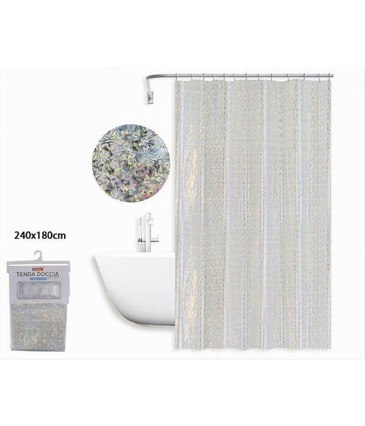 Tenda Per Doccia Vasca Da Bagno Astratto Riflessi Con 12 Ganci 240 X 180cm 87188         