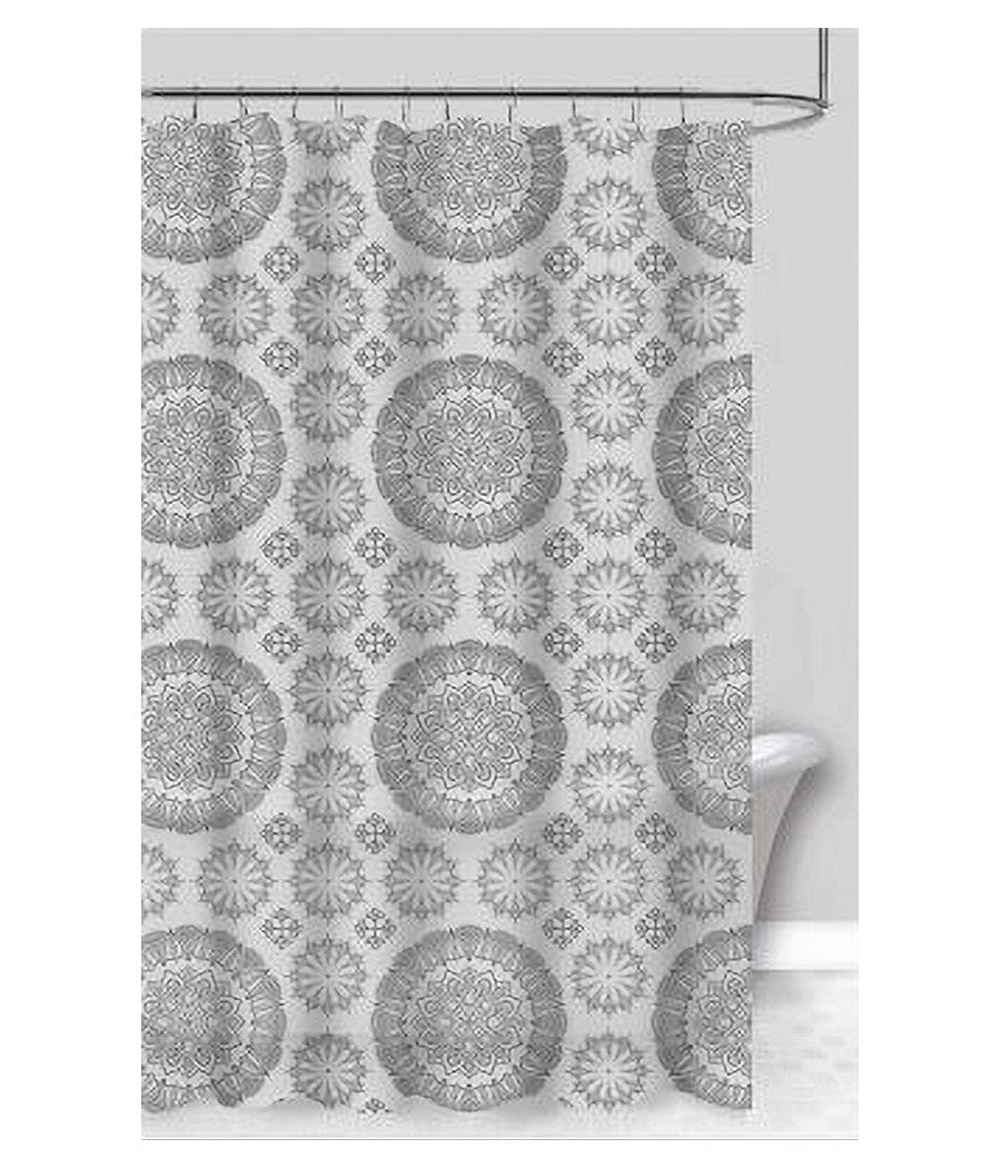 Tenda Per Doccia Vasca Da Bagno Design A Mandala 240x200 Cm Con 12 Anelli 87590         