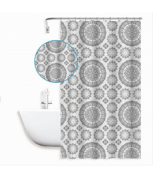 Tenda Per Doccia Vasca Da Bagno Design A Mandala 240x200 Cm Con 12 Anelli 87590         