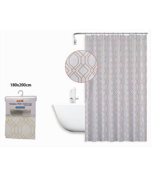 Tenda Per Doccia Vasca Da Bagno Design Geometrico 180x200cm Con 12 Anelli 87095         