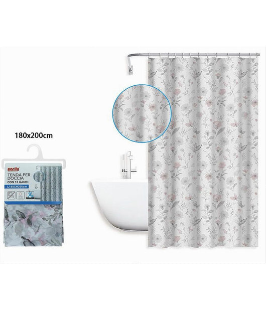 Tenda Per Doccia Vasca Da Bagno Design Primaverile 180x200cm Con 12 Anelli 87595         