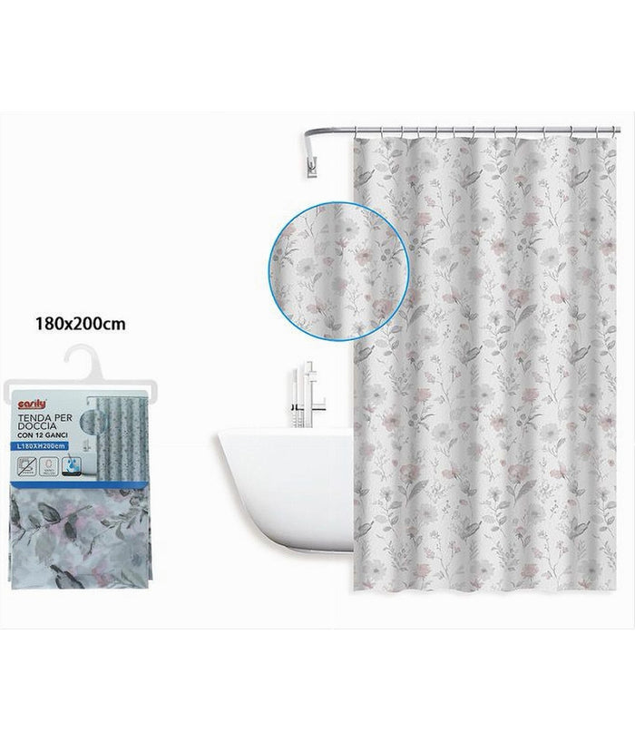 Tenda Per Doccia Vasca Da Bagno Design Primaverile 180x200cm Con 12 Anelli 87595         