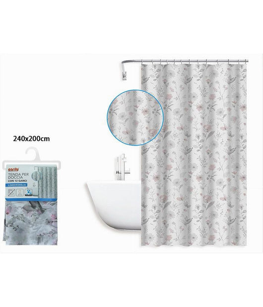 Tenda Per Doccia Vasca Da Bagno Design Primaverile 240x200cm Con 12 Anelli 87596         