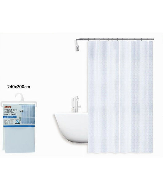 Tenda Per Doccia Vasca Da Bagno Effetto 3d A Nido D'ape 240x200cm 12 Ganci 87602         