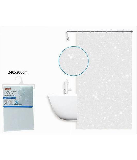Tenda Per Doccia Vasca Da Bagno Galassia Bianca 240x200 Cm Con 12 Anelli 87586         
