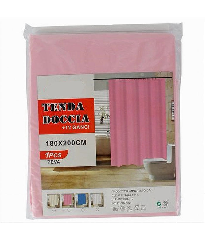 Tenda Per Doccia Vasca Da Bagno Impermeabile Peva 12 Ganci Rosa 180x200cm 52145         