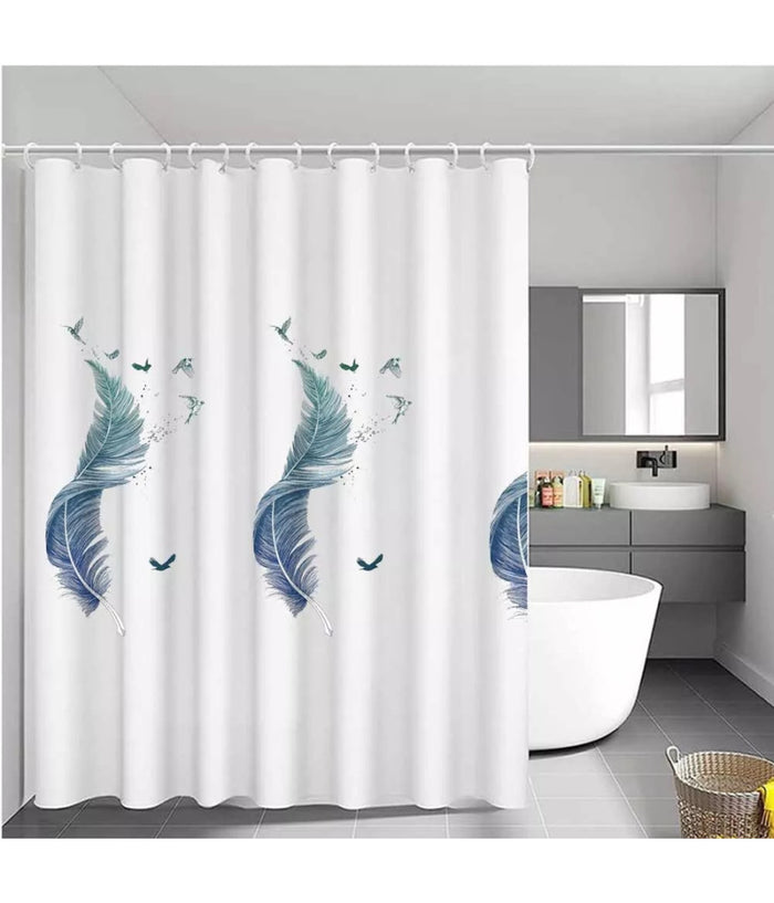 Tenda Per Doccia Vasca Da Bagno Peva 12 Ganci Decorata Con Piume 180x200cm 87571         
