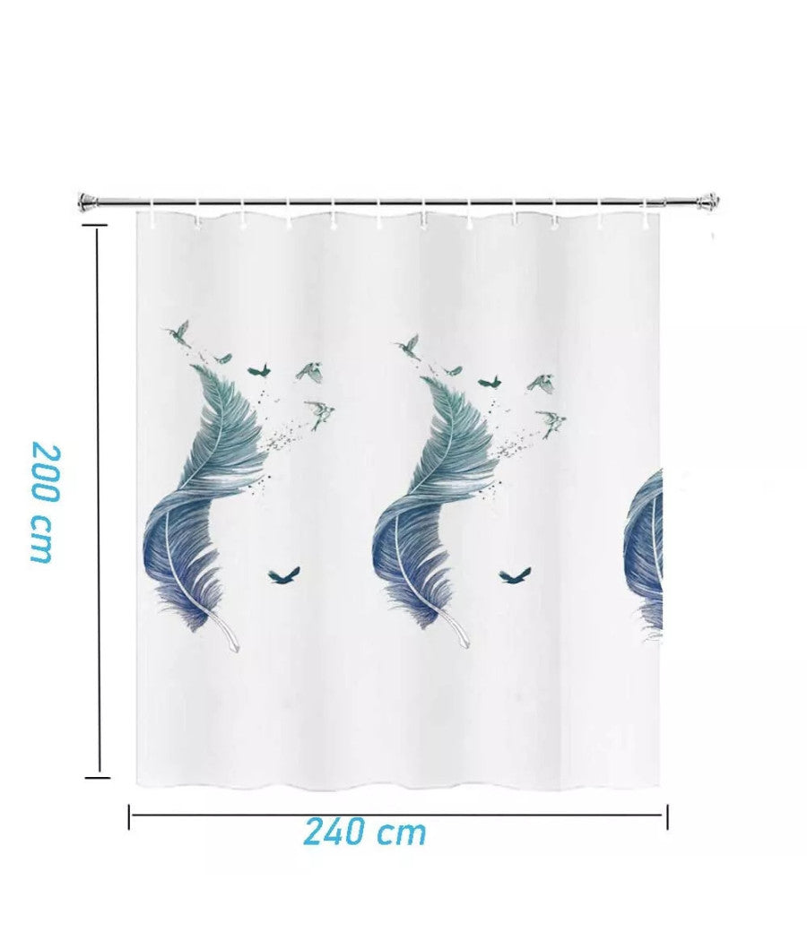 Tenda Per Doccia Vasca Da Bagno Peva 12 Ganci Decorata Con Piume 240x200cm 87572         