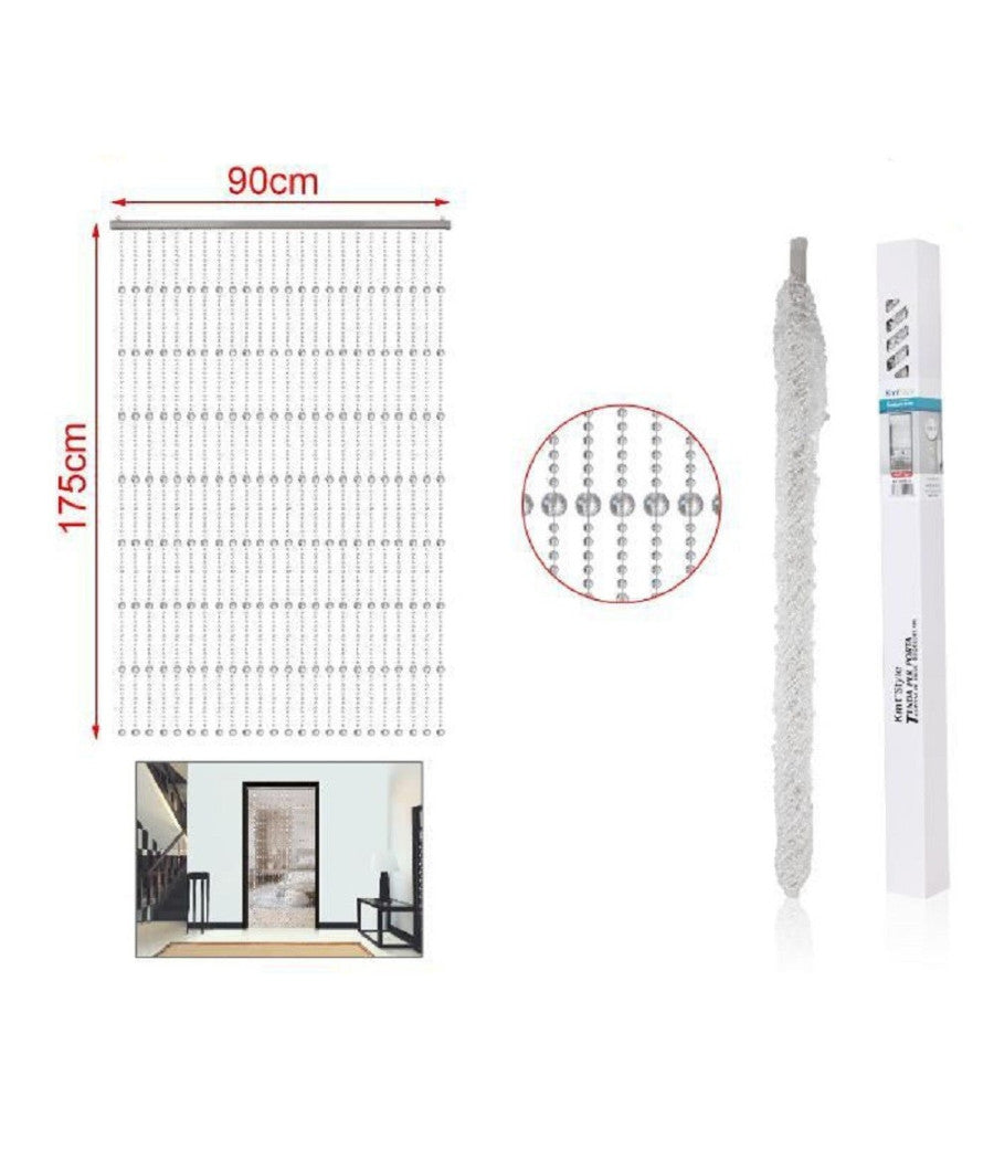 Tenda Per Porta A Fili Con Perline Tonde Con Supporto 90x175cm Moschiera 2002912         