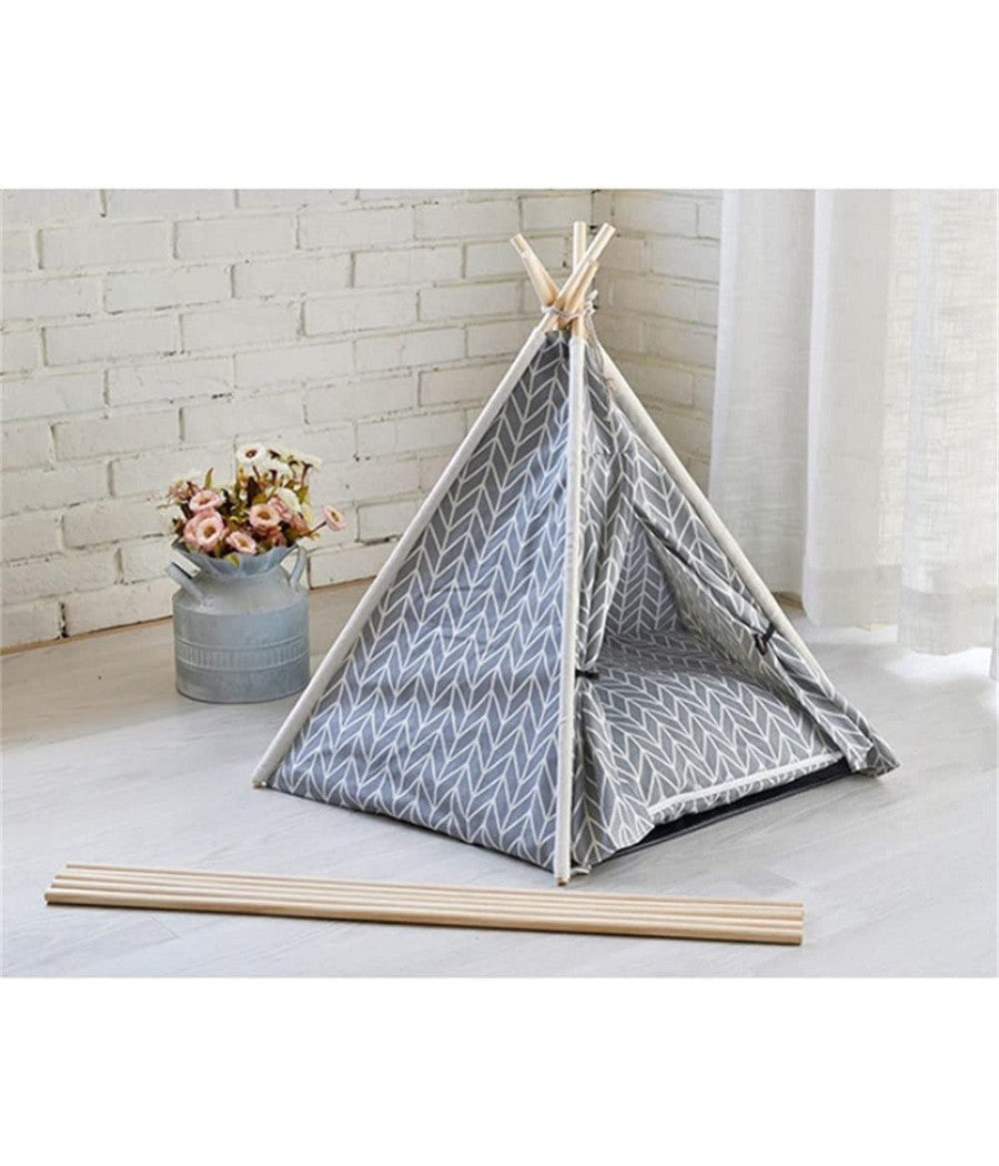 Tenda Portatile Per Animali Domestici Cani Gatti Casa Teepee Lavabile 60x60x90cm         