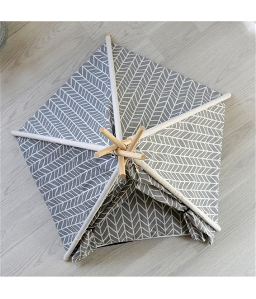 Tenda Portatile Per Animali Domestici Cani Gatti Casa Teepee Lavabile 60x60x90cm         