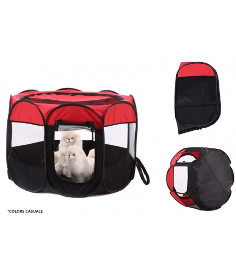 Tenda Portatile Pieghevole Cani Gatti Cuccia 90x90x60 Cm Zanzariera Con Borsa         