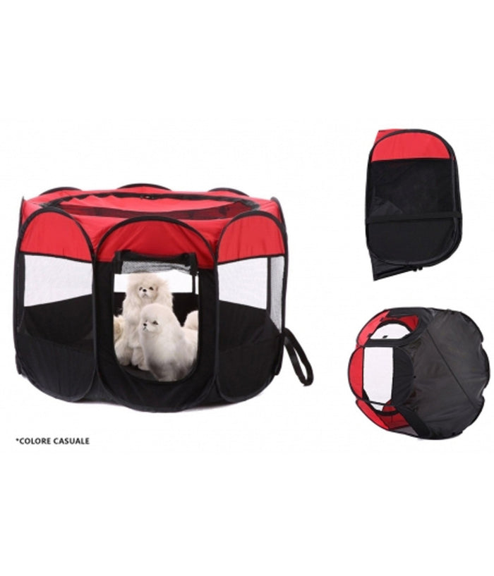 Tenda Portatile Pieghevole Cani Gatti Cuccia 90x90x60 Cm Zanzariera Con Borsa         