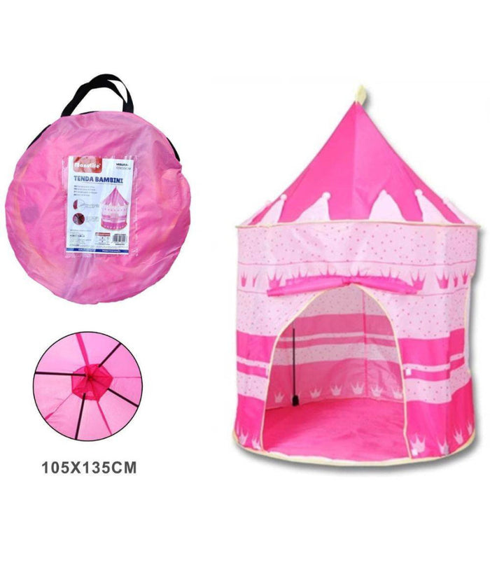 Tenda Ripiegabile Rosa Circolare Capanna Bambini Arredo Cameretta Dim.105x135 Cm         