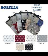 Tenda Rosella Cuori Pannello Singolo 8 Borchie Porta Finestra Bastone 140x280 Cm         