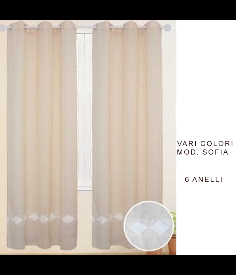 Tenda Sofia Pannello Singolo 6 Borchie Porta Finestra Cucina Bastone 140x290 Cm         