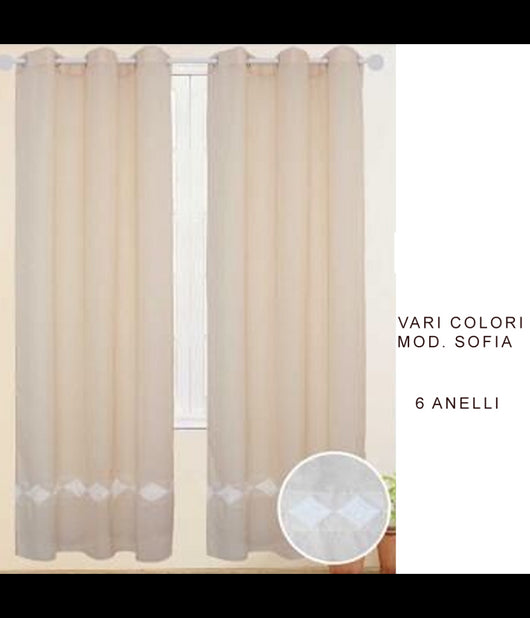 Tenda Sofia Pannello Singolo 6 Borchie Porta Finestra Cucina Bastone 140x290 Cm         