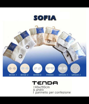 Tenda Sofia Pannello Singolo 6 Borchie Porta Finestra Cucina Bastone 140x290 Cm         