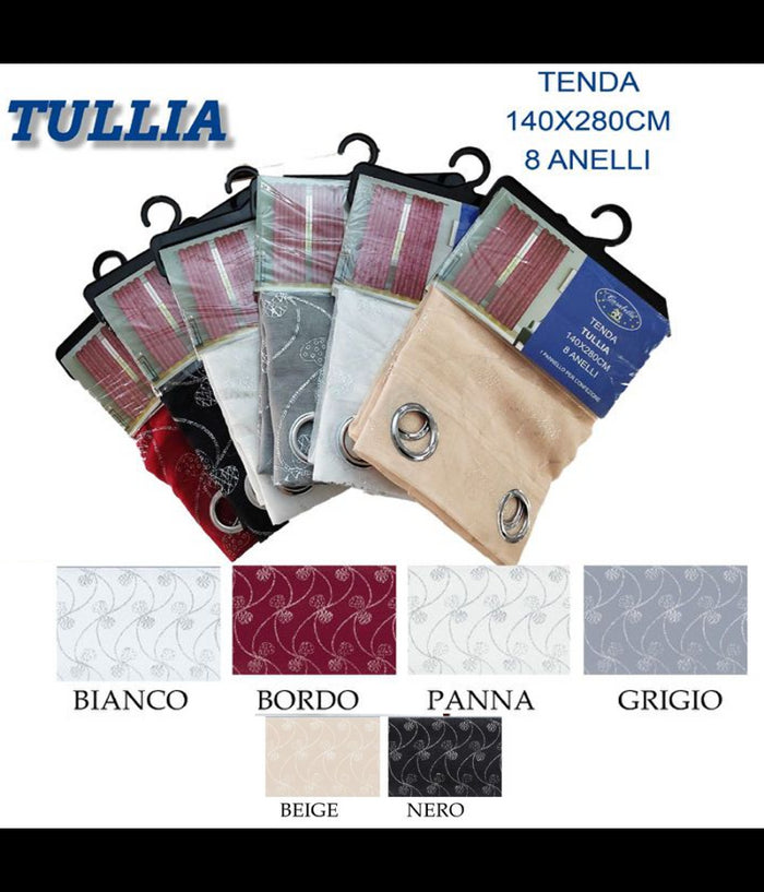 Tenda Tullia Cuori Pannello Singolo 8 Borchie Porta Finestra Bastone 140x280 Cm         